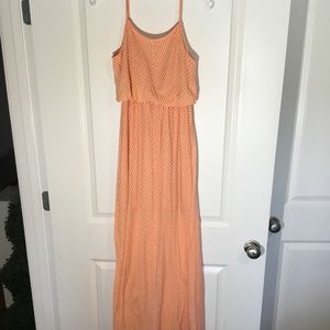 The Page Lined Spaghetti Strap Maxi Dress Peach/ White Size S